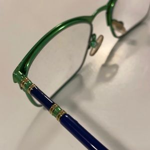 Lilly Pulitzer Blue Green Gold Glasses and Case